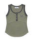 MUCENT(ムセント)/配色 ボタン リブ タンクトップ/COLOR-POP BUTTON CROP SLEEVELESS | AT2252082 | カーキ