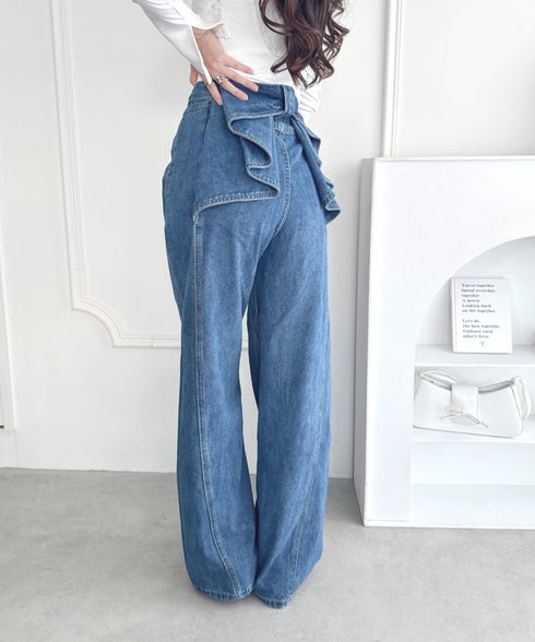 バックリボンデニムパンツ | LO2253005 | ブルー