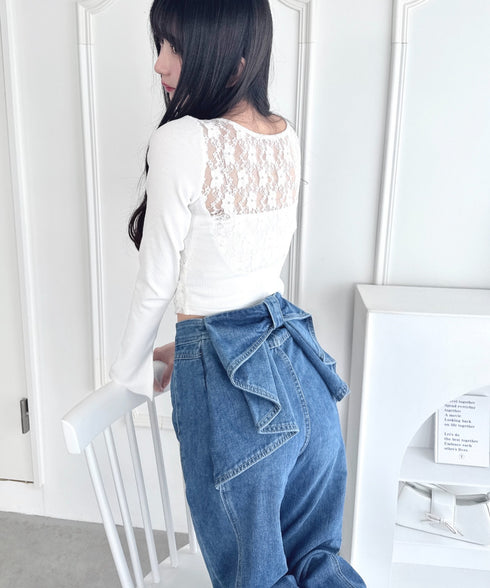 バックリボンデニムパンツ | LO2253005 | ブルー