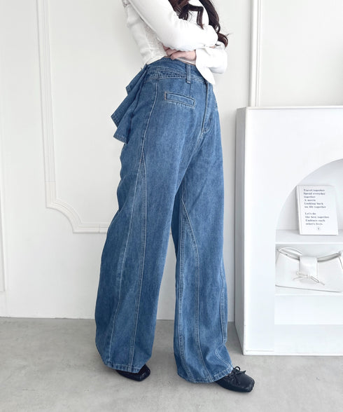 バックリボンデニムパンツ | LO2253005 | ブルー