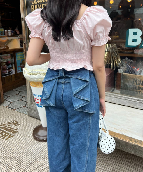 バックリボンデニムパンツ | LO2253005 | ブルー
