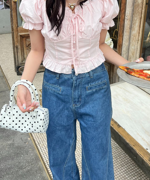 バックリボンデニムパンツ | LO2253005 | ブルー