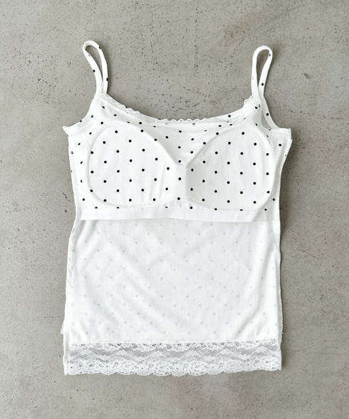 カップ付きドット柄キャミソール | BA2255052 | ホワイト