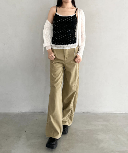 カップ付きドット柄キャミソール | BA2255052 | ブラック