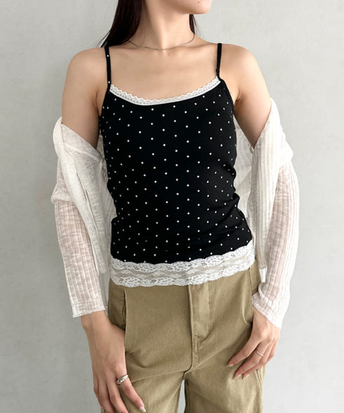 カップ付きドット柄キャミソール | BA2255052 | ブラック