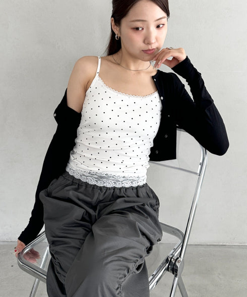 カップ付きドット柄キャミソール | BA2255052 | ホワイト