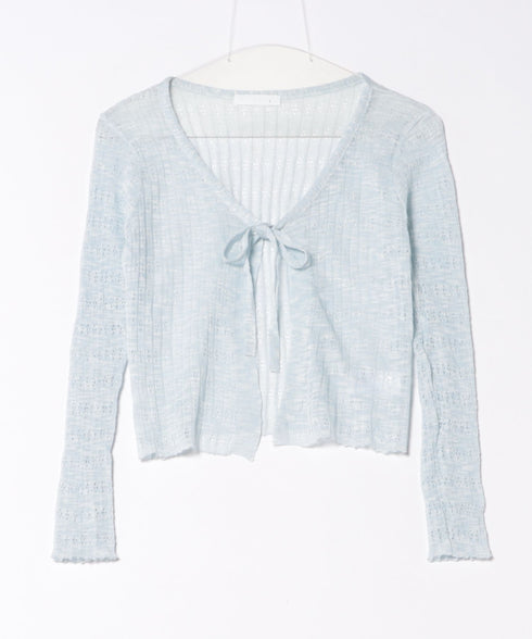 ショート丈フロントリボンカーディガン | WR2253003 | ライトブルー