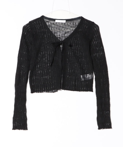 ショート丈フロントリボンカーディガン | WR2253003 | ブラック