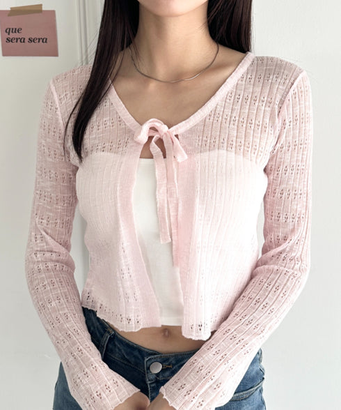 ショート丈フロントリボンカーディガン | WR2253003 | ピンク