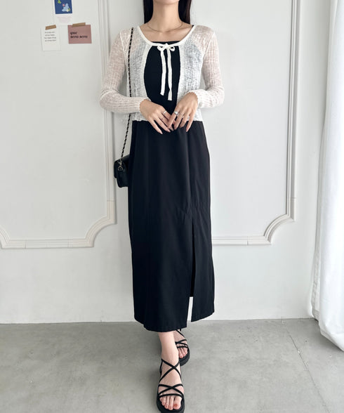 ショート丈フロントリボンカーディガン | WR2253003 | ホワイト