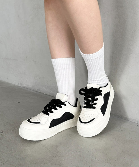 ボリュームソール厚底コートスニーカー | BA3256005 | ブラック