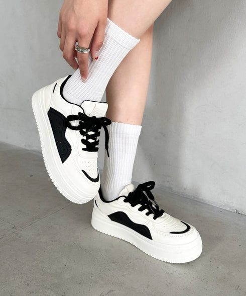 ボリュームソール厚底コートスニーカー | BA3256005 | ブラック