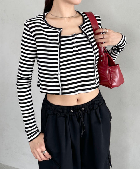 【2点セット】スナップボタンリブアンサンブル | BA2253001 | ブラック系その他