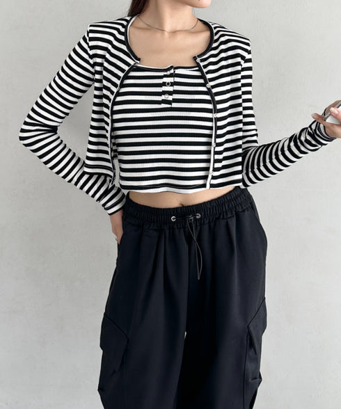 【2点セット】スナップボタンリブアンサンブル | BA2253001 | ブラック系その他