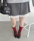 【6色展開】カラーリブハイソックス | LO6256010 | レッド