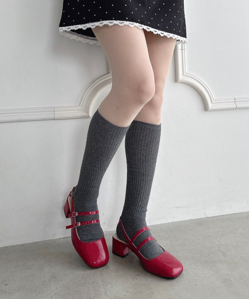 【6色展開】カラーリブハイソックス | LO6256010 | グレー