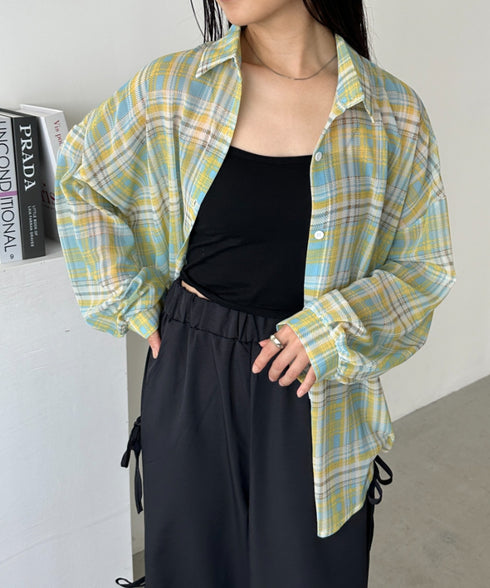 シアーチェックシャツ | CL2253006 | イエロー