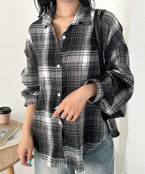 ルーズシルエットチェックネルシャツ | CL2253009 | ブラック系その他