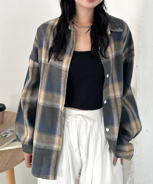 ルーズシルエットチェックネルシャツ | CL2253009 | ブルー
