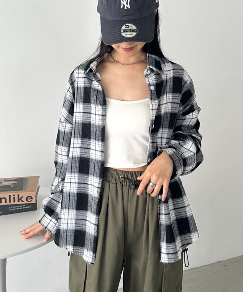 ルーズシルエットチェックネルシャツ | CL2253009 | ブラック