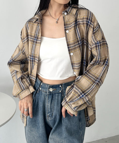 ルーズシルエットチェックネルシャツ | CL2253009 | ベージュ