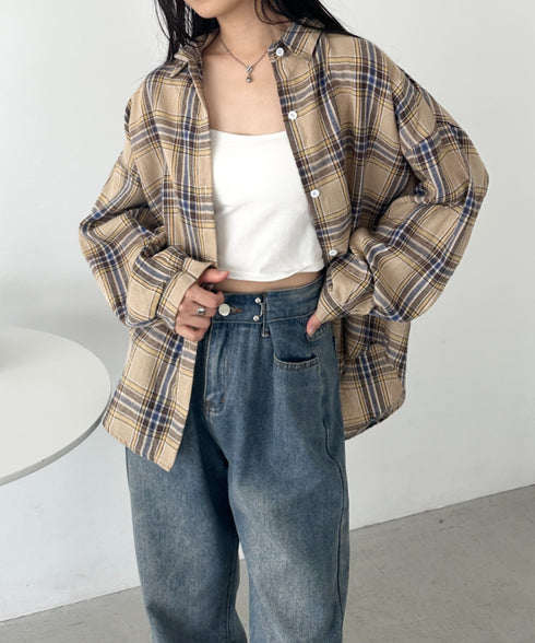 ルーズシルエットチェックネルシャツ | CL2253009 | ベージュ