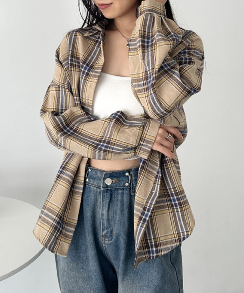 ルーズシルエットチェックネルシャツ | CL2253009 | ベージュ