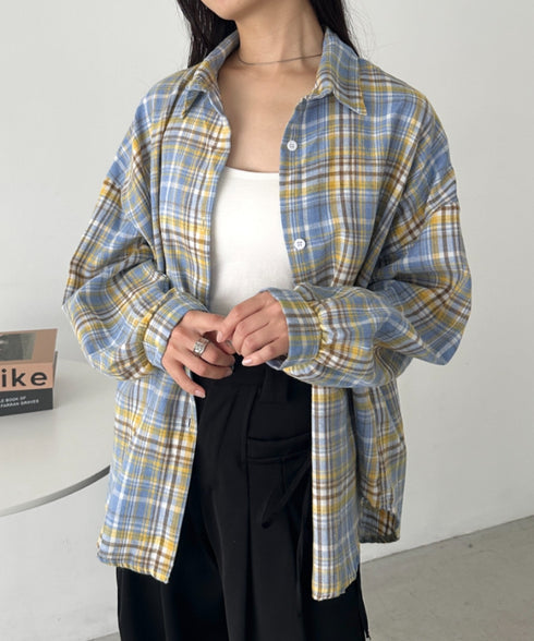 ルーズシルエットチェックネルシャツ | CL2253009 | ライトブルー