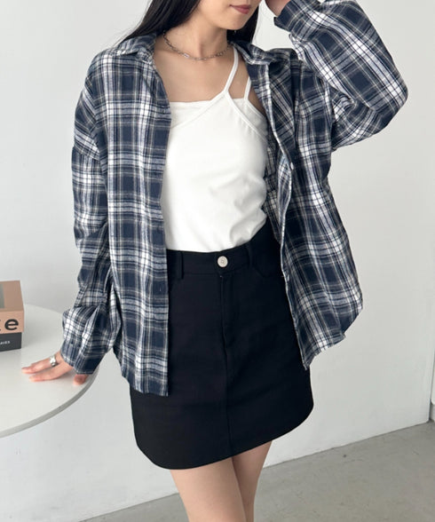 ルーズシルエットチェックネルシャツ | CL2253009 | ネイビー