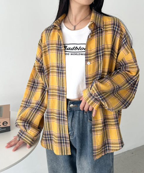 ルーズシルエットチェックネルシャツ | CL2253009 | イエロー