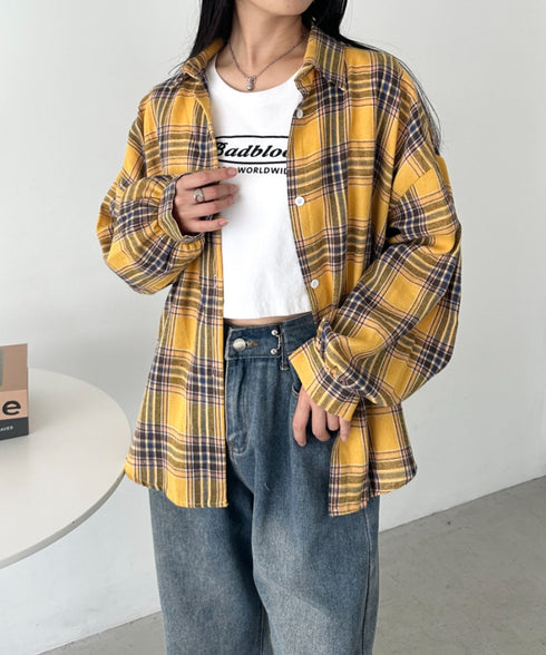 ルーズシルエットチェックネルシャツ | CL2253009 | イエロー
