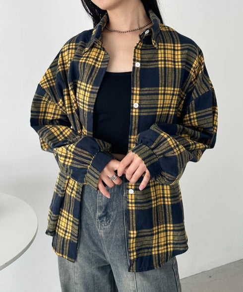 ルーズシルエットチェックネルシャツ | CL2253009 | イエロー系その他