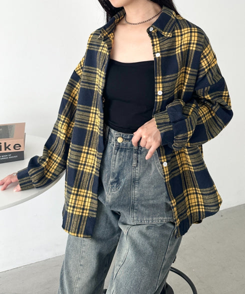 ルーズシルエットチェックネルシャツ | CL2253009 | イエロー系その他