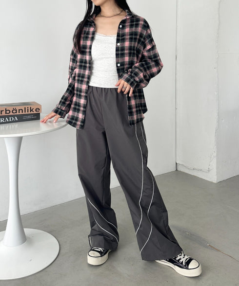 ルーズシルエットチェックネルシャツ | CL2253009 | ピンク系その他
