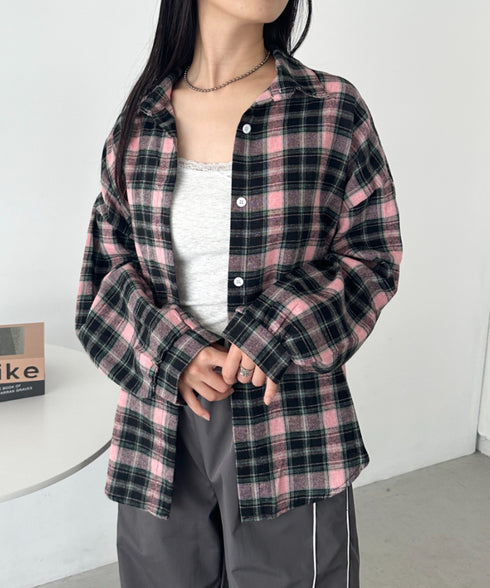 ルーズシルエットチェックネルシャツ | CL2253009 | ピンク系その他