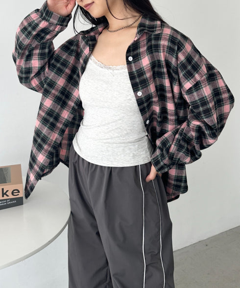 ルーズシルエットチェックネルシャツ | CL2253009 | ピンク系その他