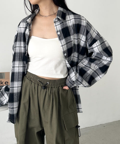 ルーズシルエットチェックネルシャツ | CL2253009 | ブラック