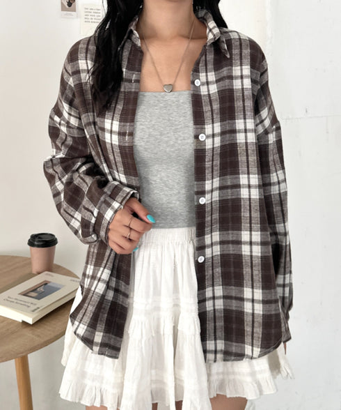 ルーズシルエットチェックネルシャツ | CL2253009 | ブラウン