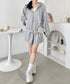 【セットアップ】小花柄ワッフルパーカー+ショートパンツ | SL2253014 | グレー