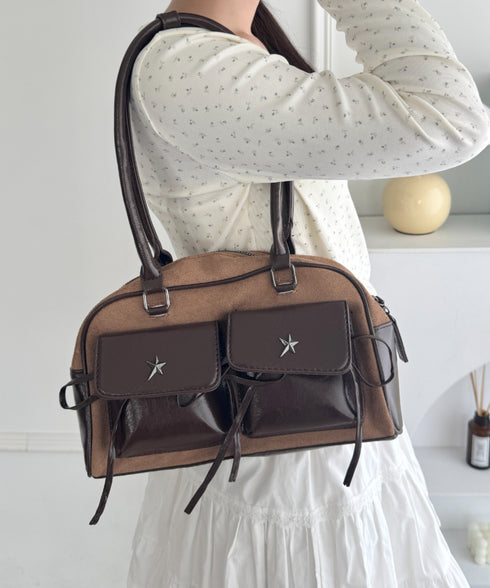 ワンポイントスターダブルポケットボストンバッグ | SL1256049 | ブラウン
