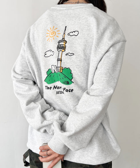 THE NORTH FACE(ザ・ノースフェイス)/バックプリント コットン スウェット クルーネック 大きめサイズあり/M'S SEOUL FOUR SEASONS SWEATSHIRTS | IM2253020 | グレー