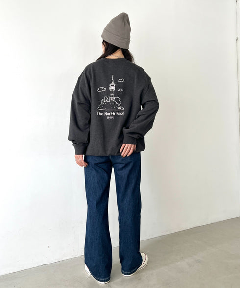 THE NORTH FACE(ザ・ノースフェイス)/バックプリント コットン スウェット クルーネック 大きめサイズあり/M'S SEOUL FOUR SEASONS SWEATSHIRTS | IM2253020 | チャコールグレー