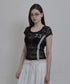 SETUPEXE(セットアップイーエックスイー)/レース 半袖 Tシャツ/33 LACE TOP | AT2253027 | ブラック