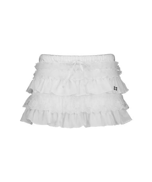SETUPEXE(セットアップイーエックスイー)/レース フリル チュチュ ティアード ミニ スカパン/TUTU MIX SKRIT PANTS | AT2253028 | ホワイト