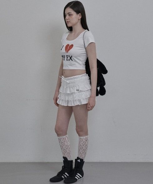 SETUPEXE(セットアップイーエックスイー)/レース フリル チュチュ ティアード ミニ スカパン/TUTU MIX SKRIT PANTS | AT2253028 | ホワイト