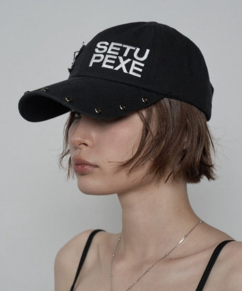 SETUPEXE(セットアップイーエックスイー)/ロゴ スタッズ ヴィンテージ ベースボールキャップ 帽子/STUDDED LOGO BALL CAP | AT5253029 | ブラック