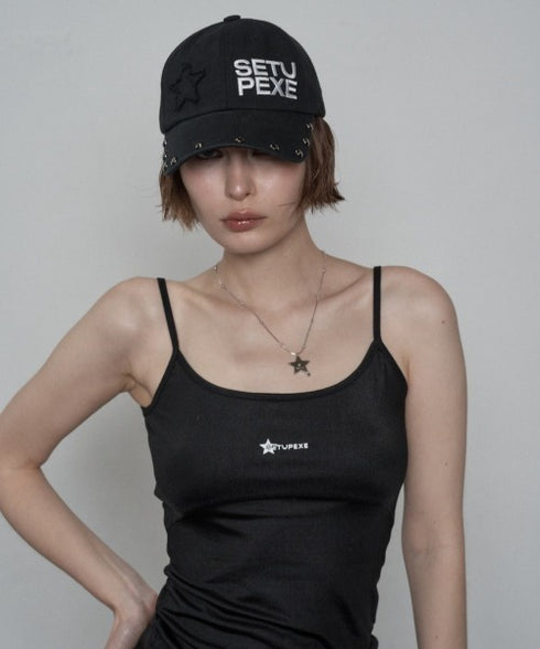 SETUPEXE(セットアップイーエックスイー)/ロゴ スタッズ ヴィンテージ ベースボールキャップ 帽子/STUDDED LOGO BALL CAP | AT5253029 | ブラック