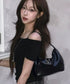 MUCENT(ムセント)/軽量 コンパクト ショルダー ハンドバッグ/MORIN METAL LOGO COMPACT SHOULDER BAG | AT1253032 | ブラック