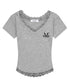 MUCENT(ムセント)/Vネック クロップド 半袖 Tシャツ/SUNNIOR LACE V-NECK HALF T | AT2253034 | グレー