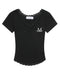 MUCENT(ムセント)/Vネック クロップド 半袖 Tシャツ/SUNNIOR LACE V-NECK HALF T | AT2253034 | ブラック